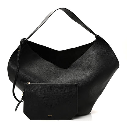 Khaite Pebbled Sport Calfskin Medium Lotus Tote Black 3 of 10