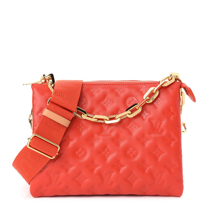 Louis Vuitton Lambskin Embossed Monogram Coussin PM Red 1 of 8