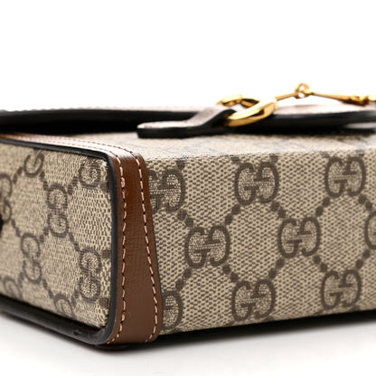 Gucci GG Supreme Monogram Mini Horsebit 1955 Shoulder Bag Beige Brown Sugar 7 of 9