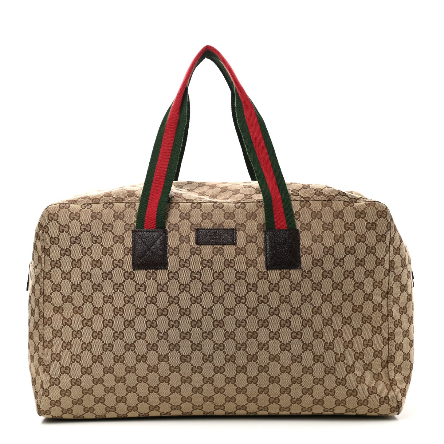 GG Monogram Web Large Collapsible Carry On Duffle Beige Brown