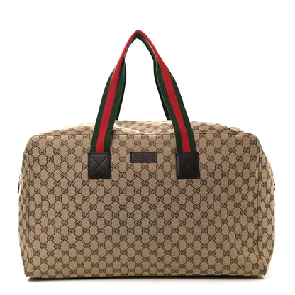 Gucci GG Monogram Web Large Collapsible Carry On Duffle Beige Brown 1 of 11