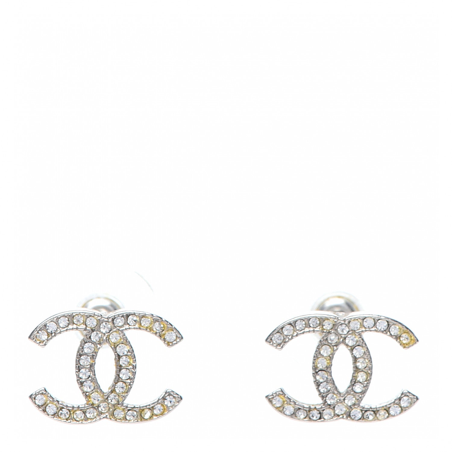 Chanel Crystal CC Earrings Silver 1 of 3
