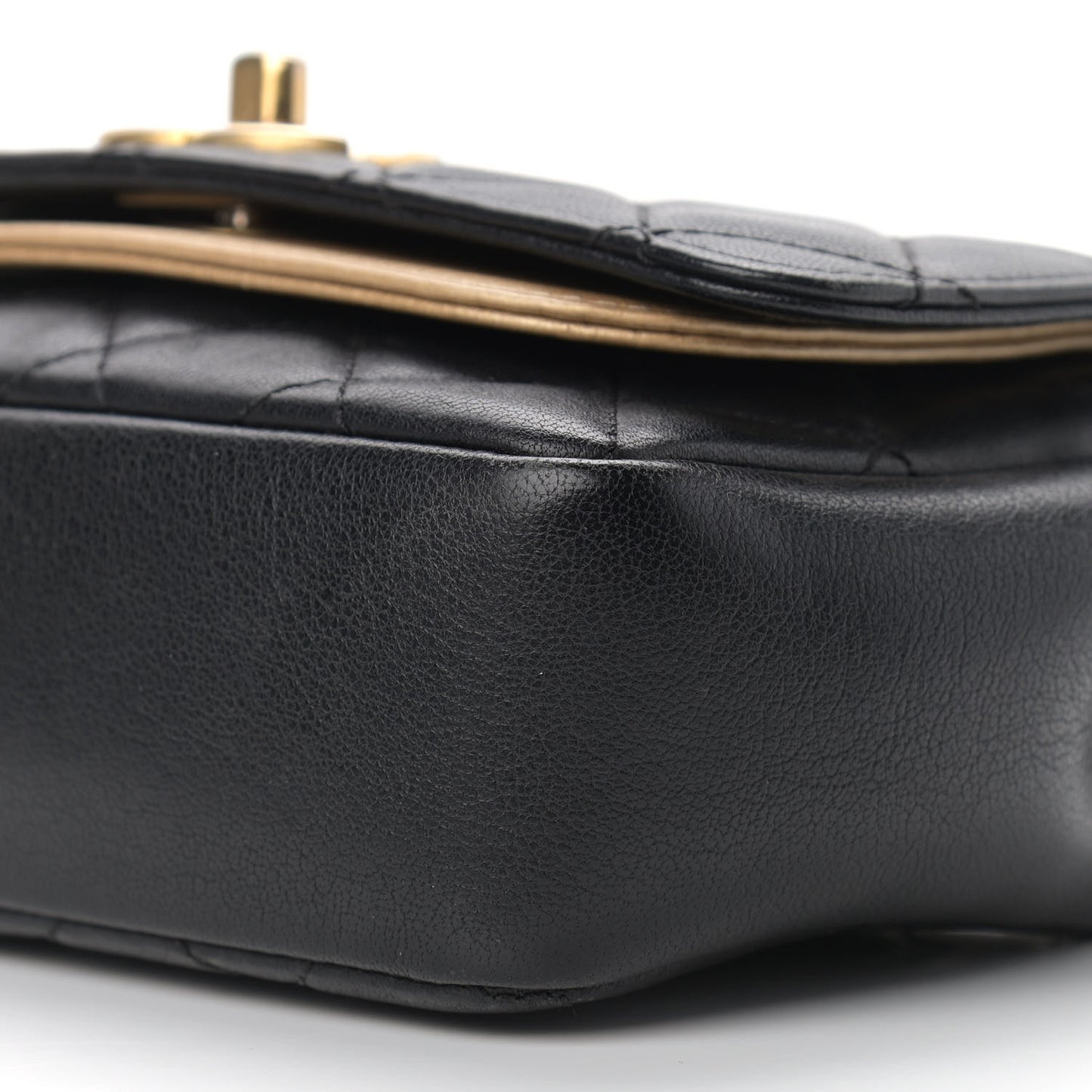 Lambskin Quilted Small Camellia Flower Flap Black