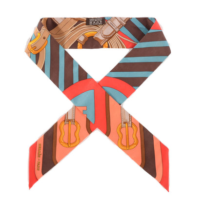 Hermes Silk Coaching Twilly Bleu Klein Turquoise Rouge 1 of 5