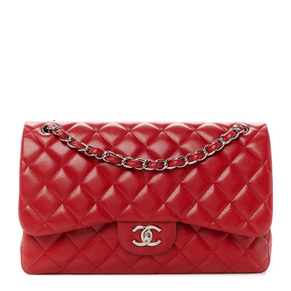 Chanel Caviar Quilted Jumbo Double Flap Red 1 of 11
