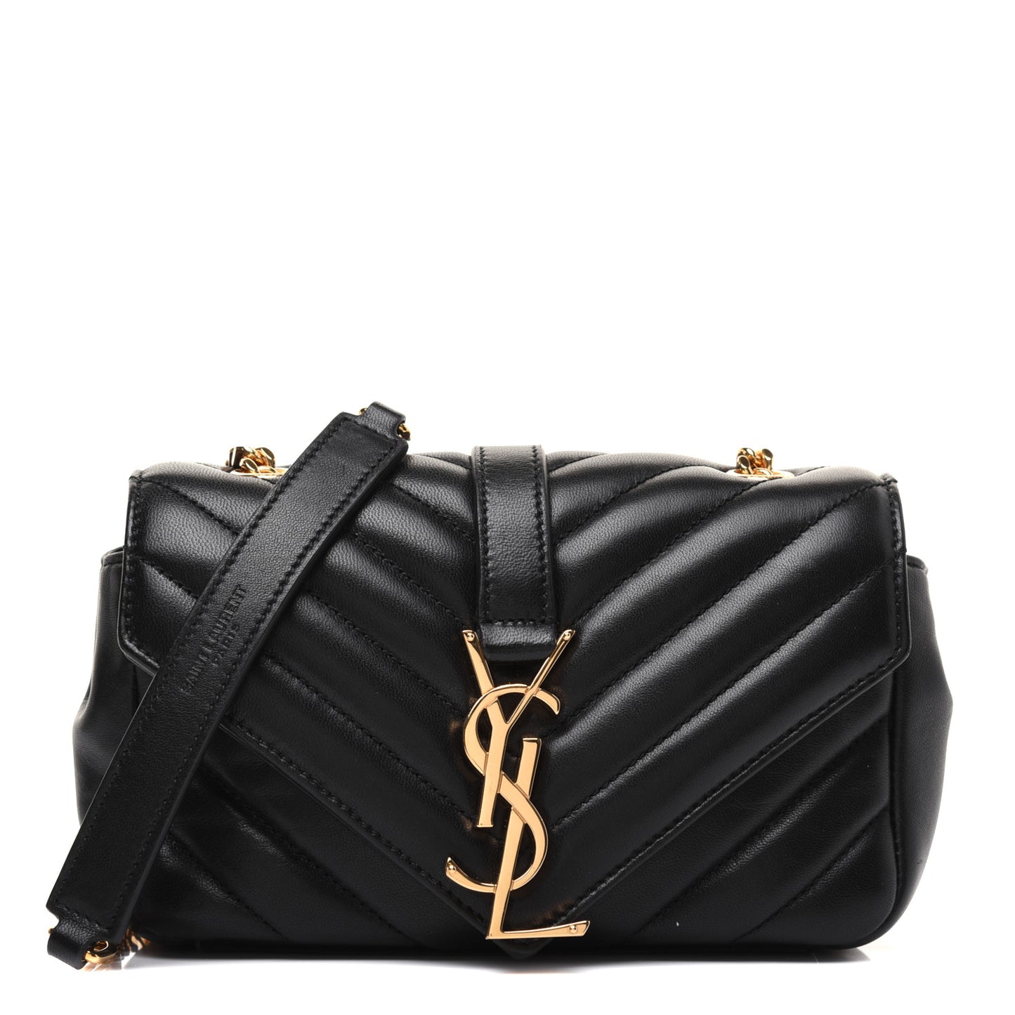 Sheepskin Matelasse Chevron Monogram Classic Baby Chain Bag Black
