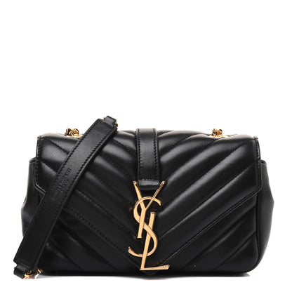 Saint Laurent Sheepskin Matelasse Chevron Monogram Classic Baby Chain Bag Black 1 of 16
