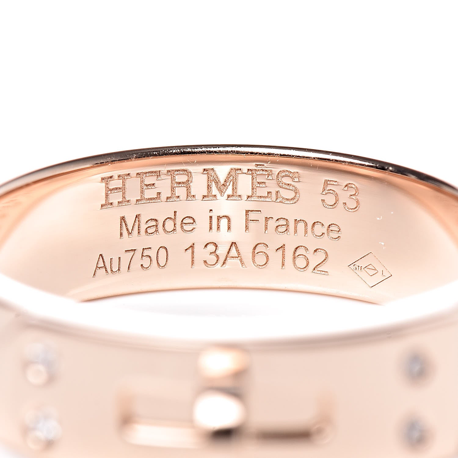 Hermes 18K Rose Gold Diamond PM Kelly Ring 53 6.25 5 of 5