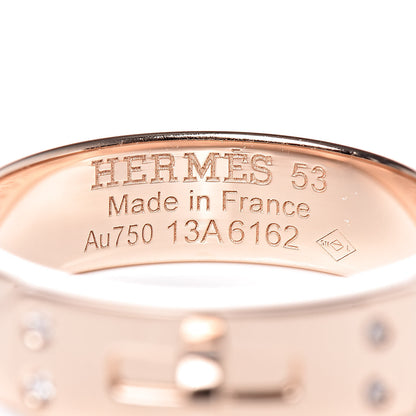 Hermes 18K Rose Gold Diamond PM Kelly Ring 53 6.25 5 of 5