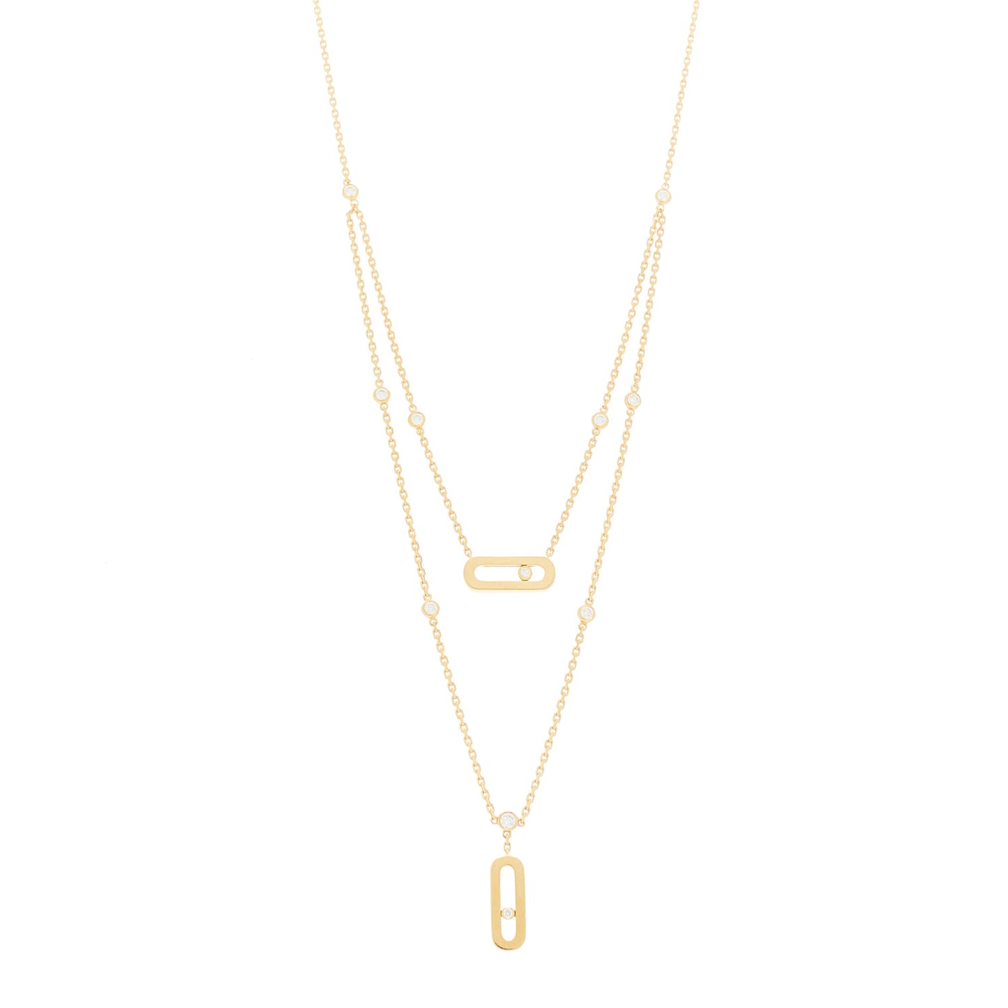18K Yellow Gold Diamond Move Uno 2 Rows Necklace