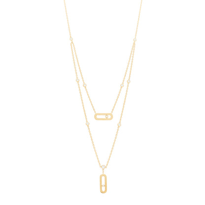 Messika 18K Yellow Gold Diamond Move Uno 2 Rows Necklace 1 of 5