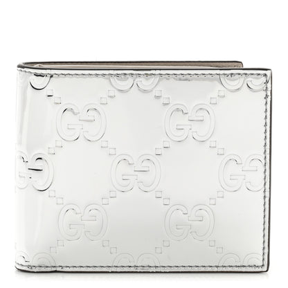 Gucci Guccissima Mirror Effect Bi-Fold Wallet Moon Silver Sphinx 1 of 7