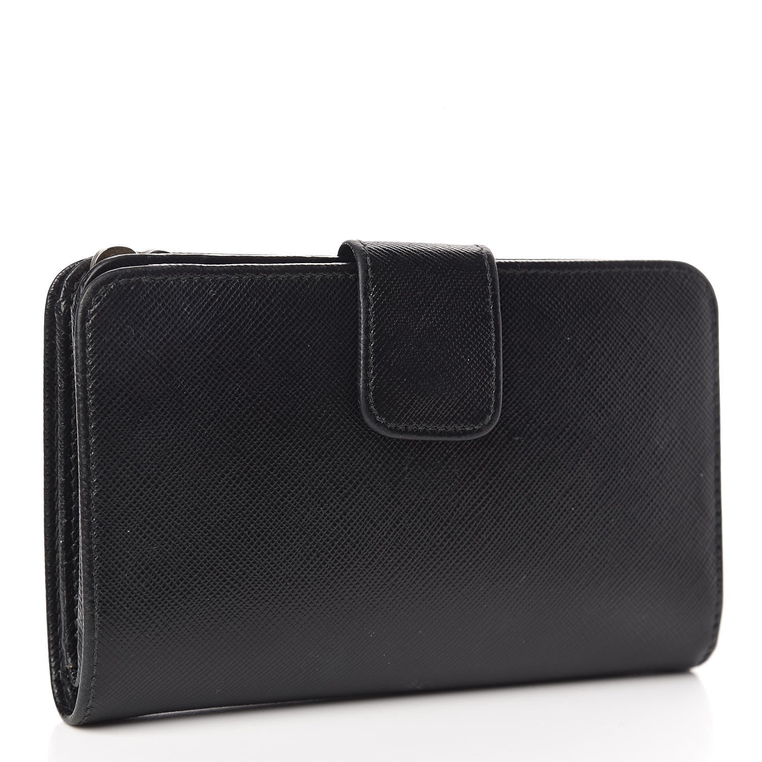 Prada Saffiano Metal Compact Wallet Black 4 of 13