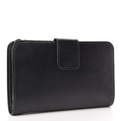 Prada Saffiano Metal Compact Wallet Black 4 of 13