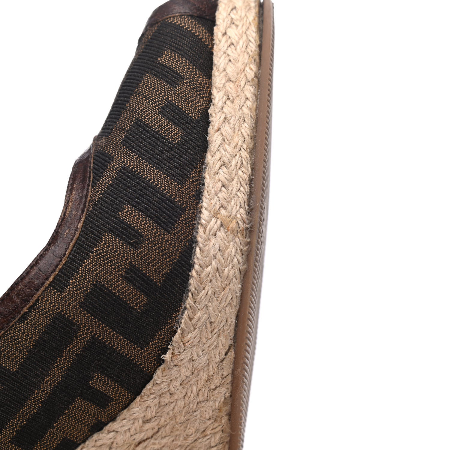 Fendi Zucca Raffia Zeppa Wedge Sandals 39.5 Tobacco 15 of 21
