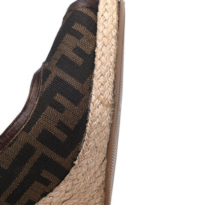 Fendi Zucca Raffia Zeppa Wedge Sandals 39.5 Tobacco 15 of 21