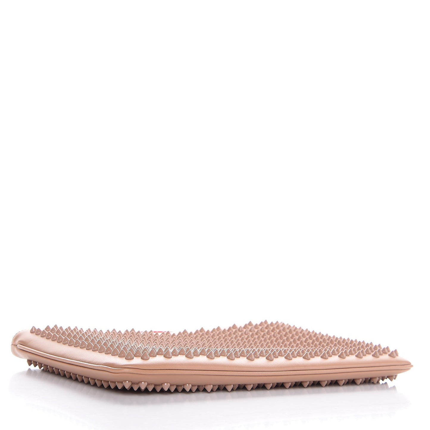 Calfskin Studded Loubiposh Chain Clutch Nude