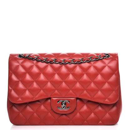 Chanel Lambskin Quilted Jumbo Double Flap Red 1 of 10