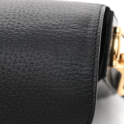 Gucci X ADIDAS Textured Dollar Calfskin Web Trefoil Mini Horsebit 1955 Shoulder Bag Black Off White 10 of 10