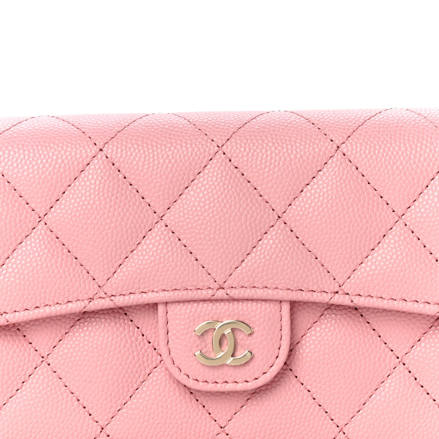 Caviar Quilted Medium Flap Wallet Pink