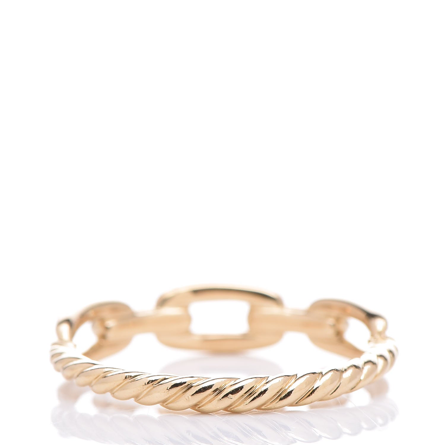 David Yurman 18K Yellow Gold Diamond Stax Single Row Chain Link Ring 57 8 3 of 5