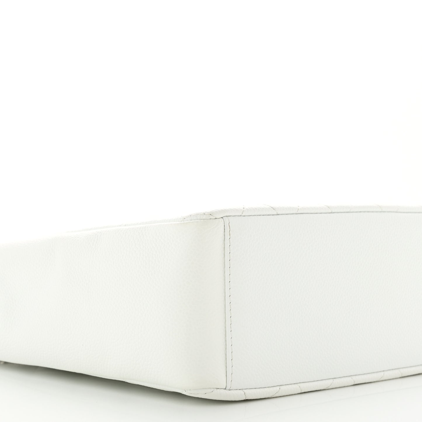 Caviar Quilted Petit Shopping Tote PST White