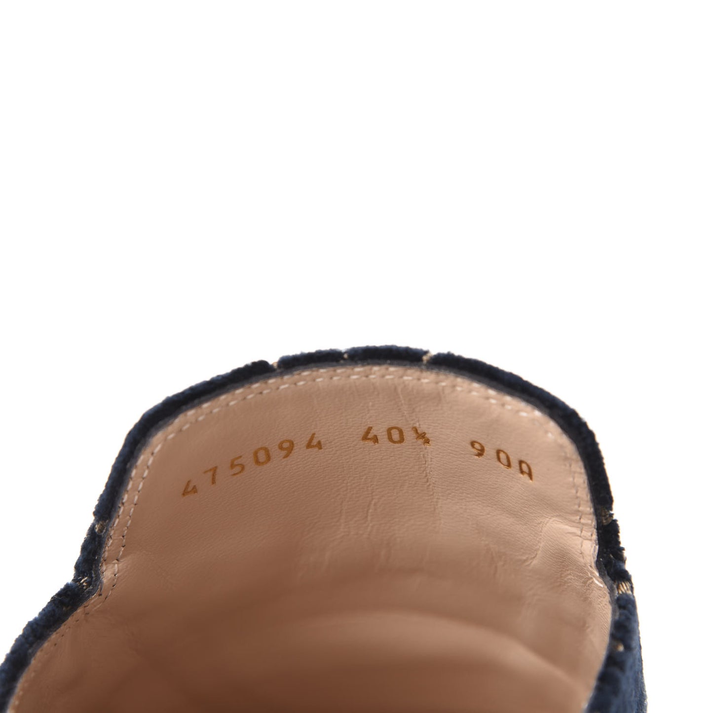 Velvet GG Monogram Womens Princetown Slippers 40.5 Blue Beige