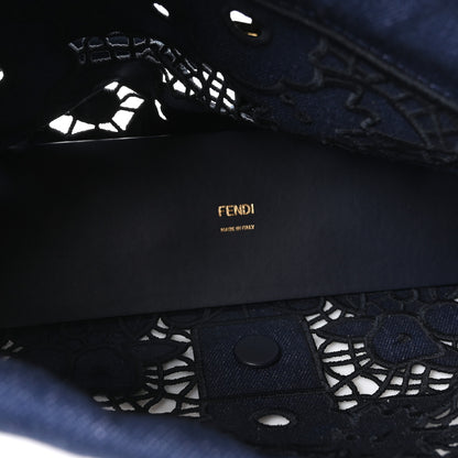Fendi Denim Floral À Jour Medium Mamma Baguette Dark Blue 5 of 10