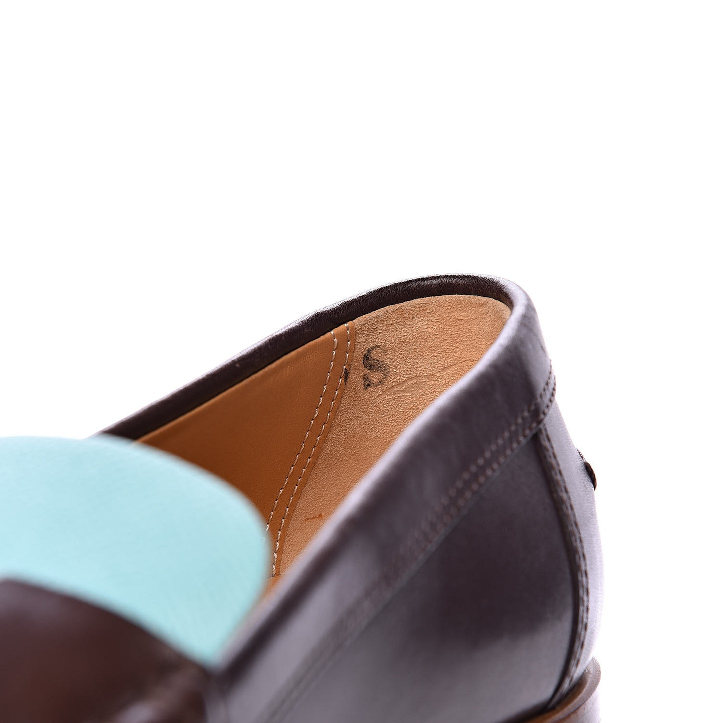 Calfskin Epsom Womens Kennedy Loafers 38.5 Tabac Bleu Atoll