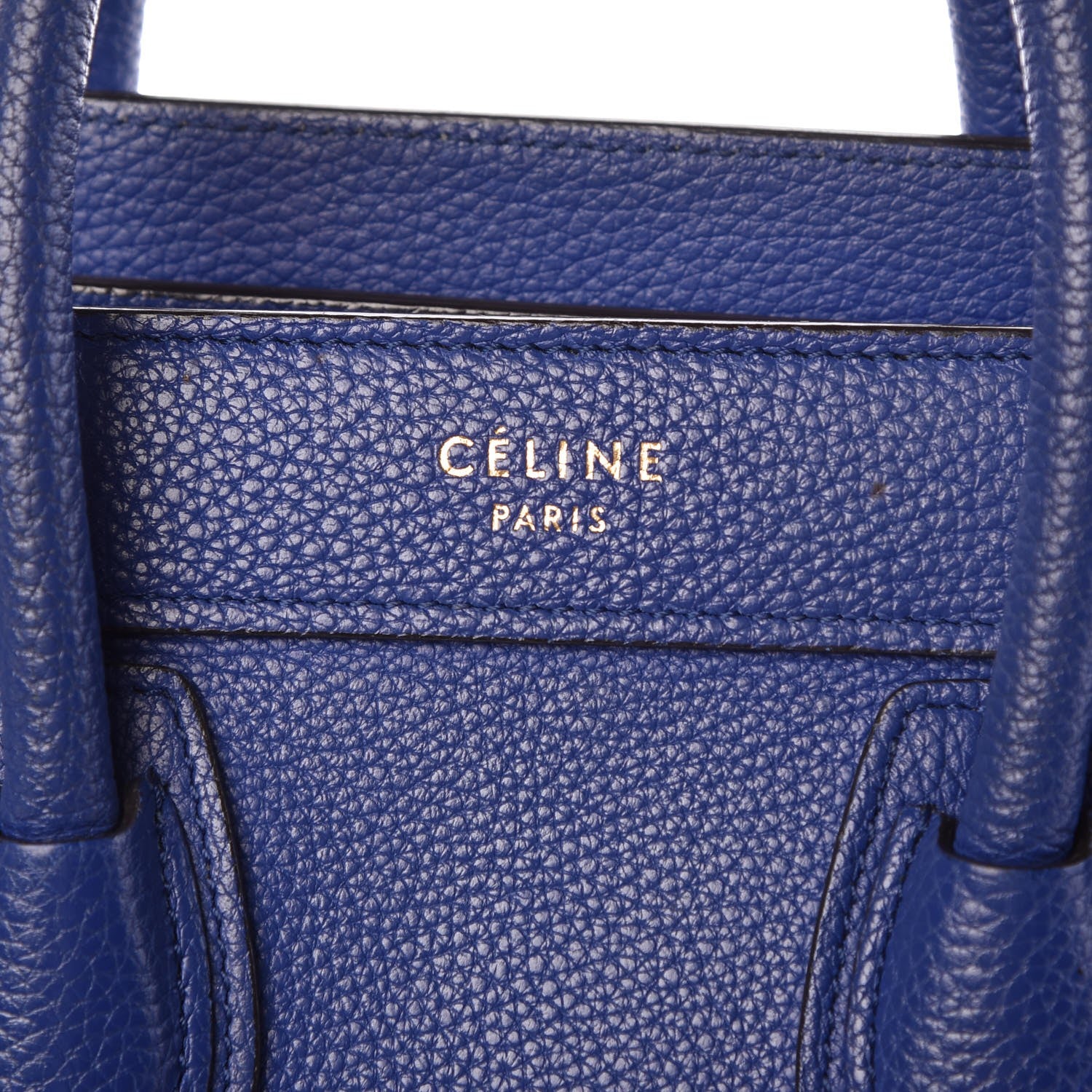 Celine Drummed Calfskin Nano Luggage Indigo 5 of 19