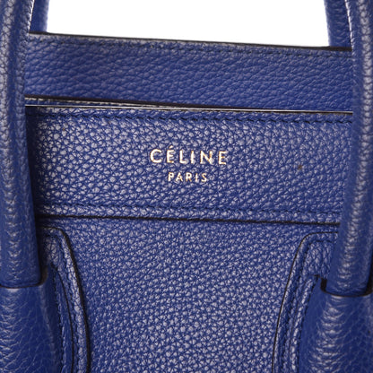 Celine Drummed Calfskin Nano Luggage Indigo 5 of 19