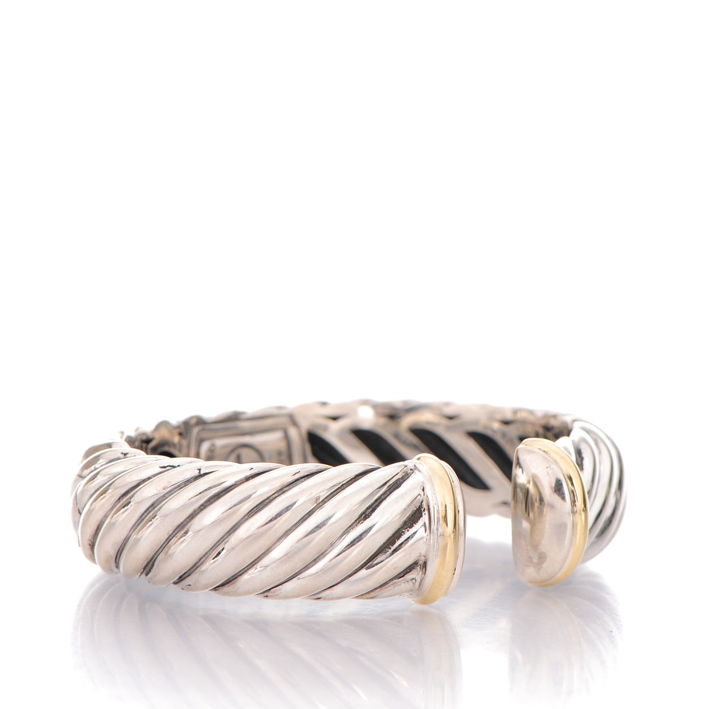 Sterling Silver 18K Yellow Gold 15mm Sculpted Cable Cuff