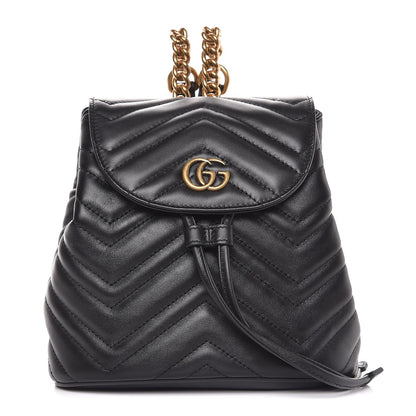 Gucci Calfskin Matelasse GG Marmont Flap Backpack Black 1 of 8