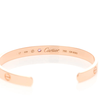 Cartier 18K Pink Gold Pink Sapphire LOVE Cuff Bracelet 17 3 of 4