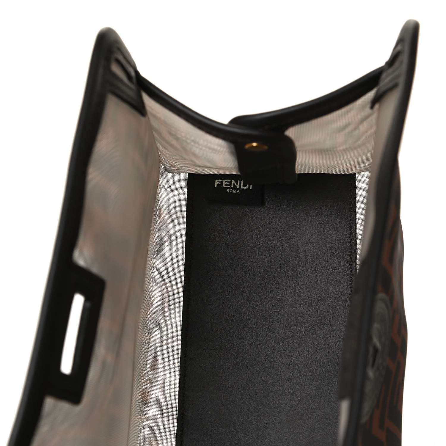 Fendi Mesh Vitello Century FF 1974 Mini Peekaboo Defender Cover Marrone Black Ebano 7 of 12