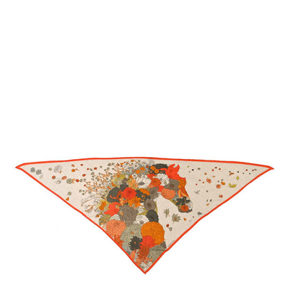 Hermes Cashmere Silk Robre Legre Giant Triangle Scarf Orange Naturel Kaki 1 of 4