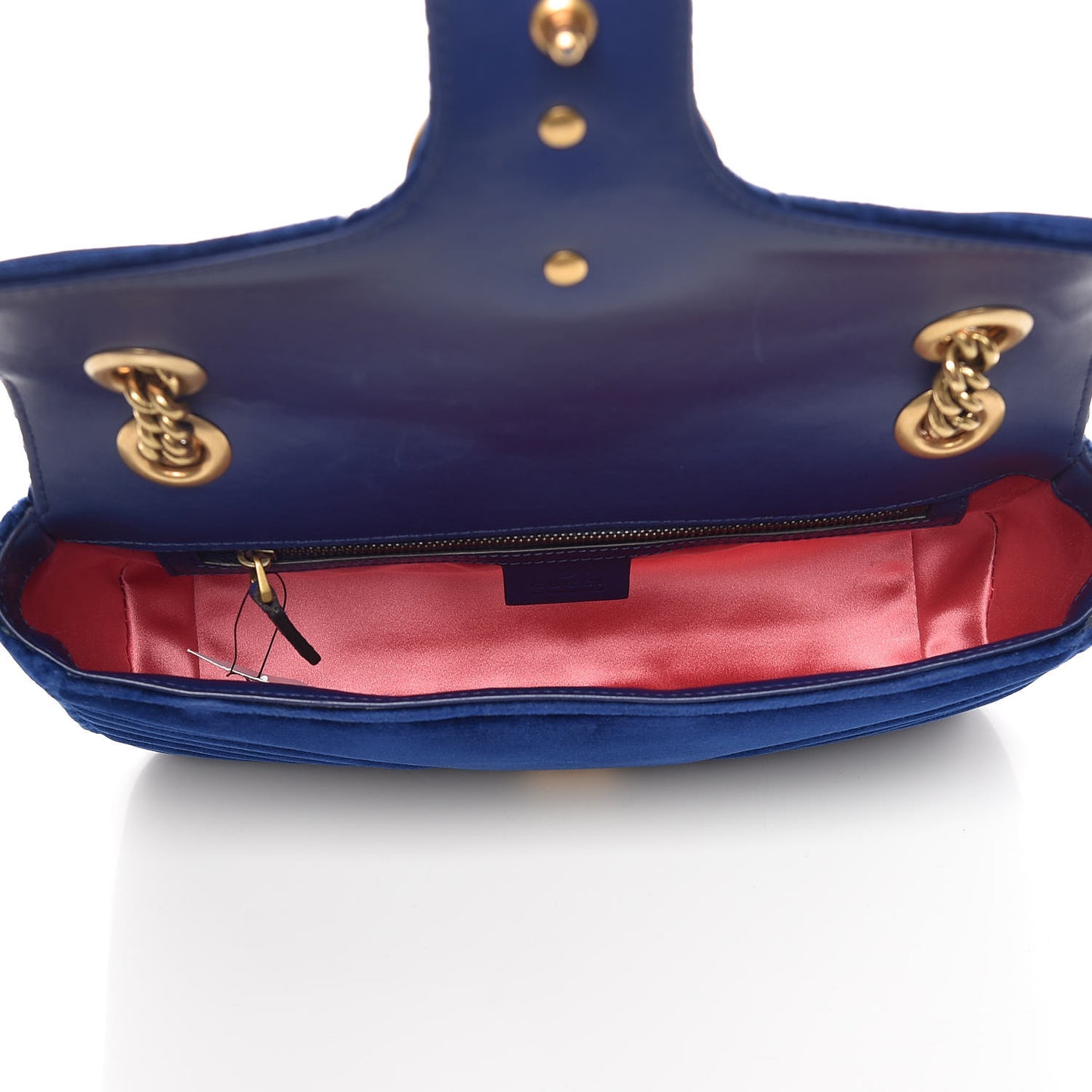 Velvet Matelasse Small GG Marmont Shoulder Bag Cobalt Blue