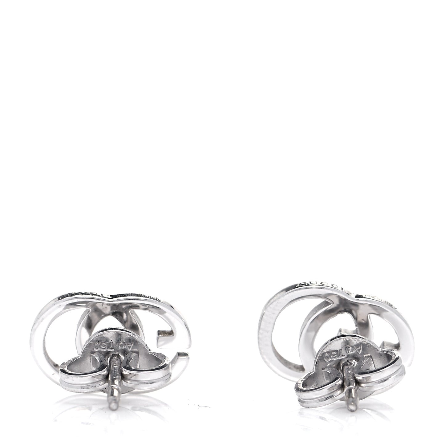 18K White Gold GG Tissue Stud Earrings