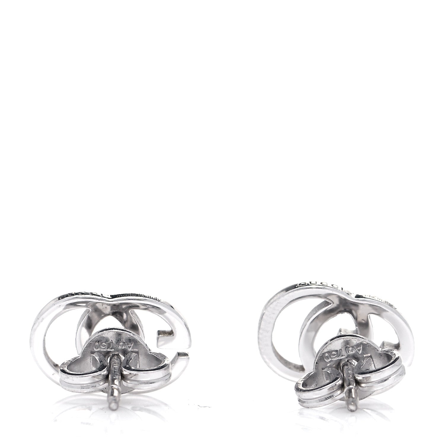 Gucci 18K White Gold GG Tissue Stud Earrings 3 of 5