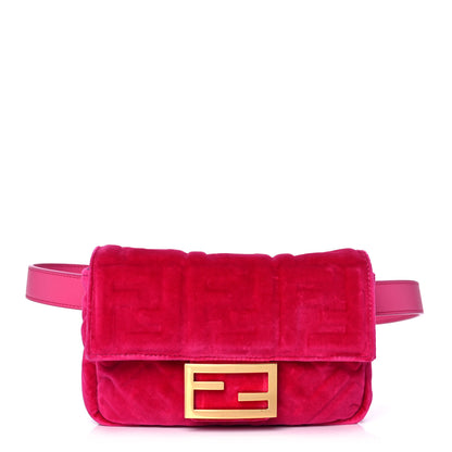 Fendi Velvet FF Embossed Hip Belt Baguette Bag Fuxia 1 of 11