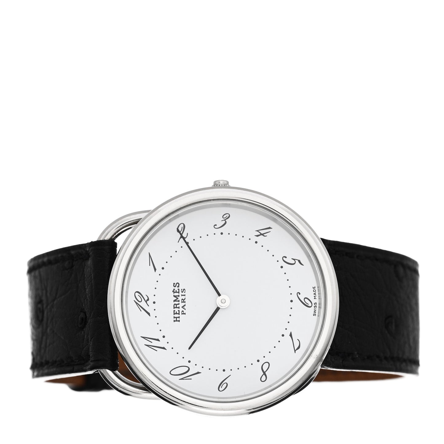 Stainless Steel Ostrich 34mm Arceau Quartz Watch Noir