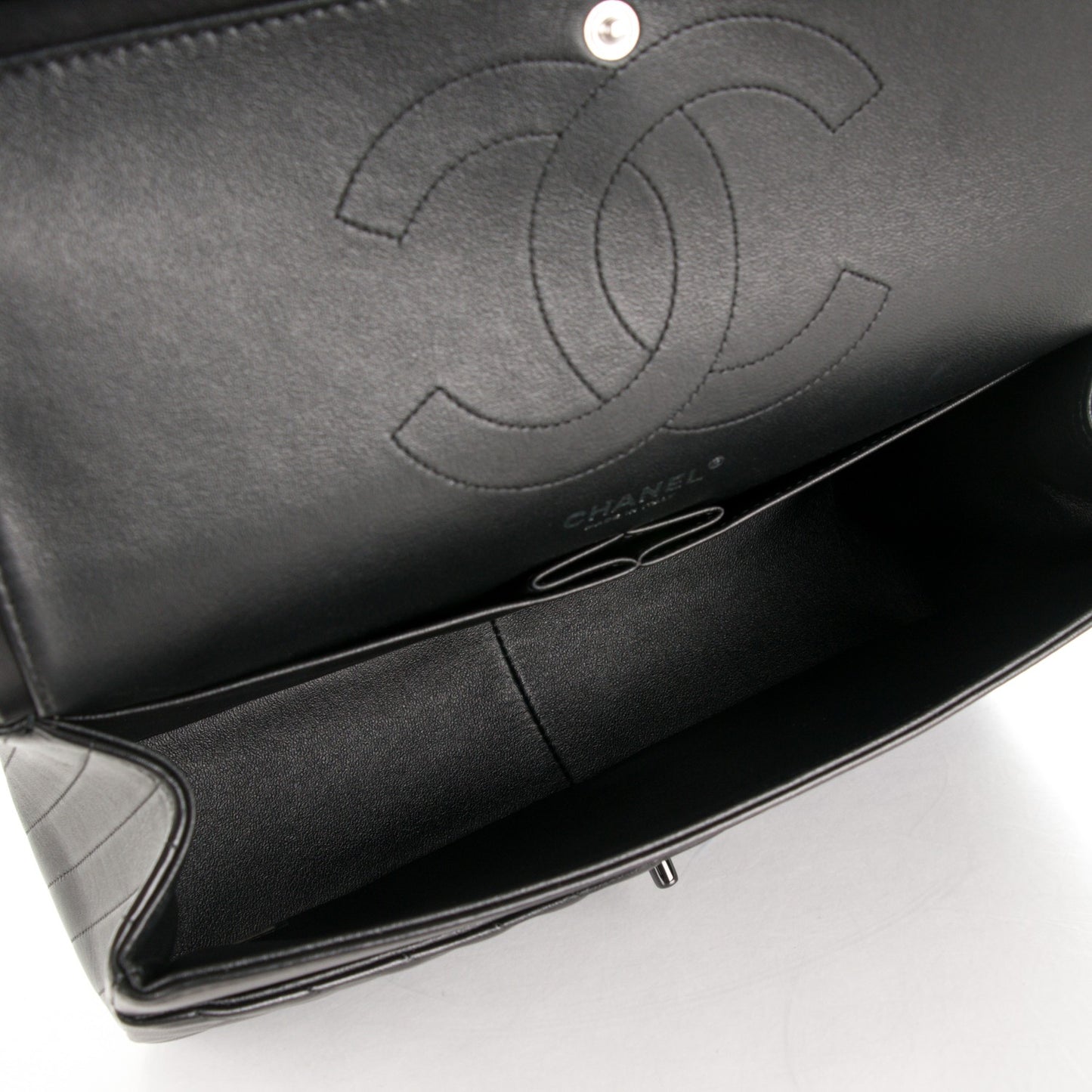 Lambskin Chevron Quilted Jumbo Double Flap So Black