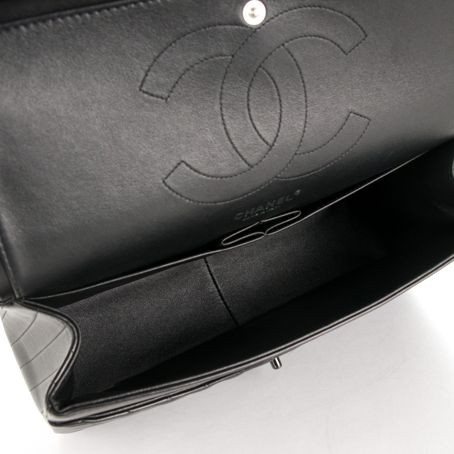 Chanel Lambskin Chevron Quilted Jumbo Double Flap So Black 5 of 8