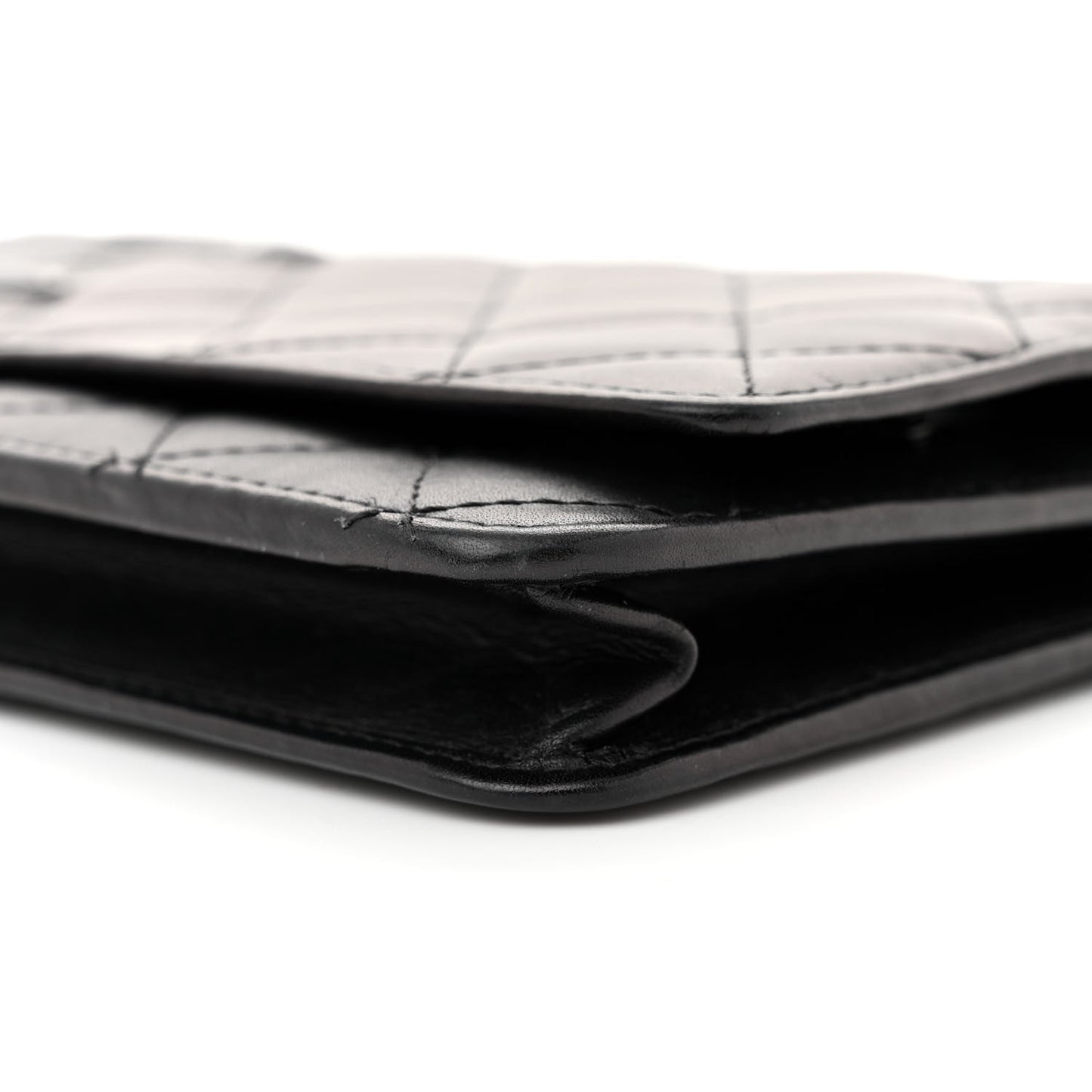 Calfskin Quilted Cambon Wallet on Chain WOC Black