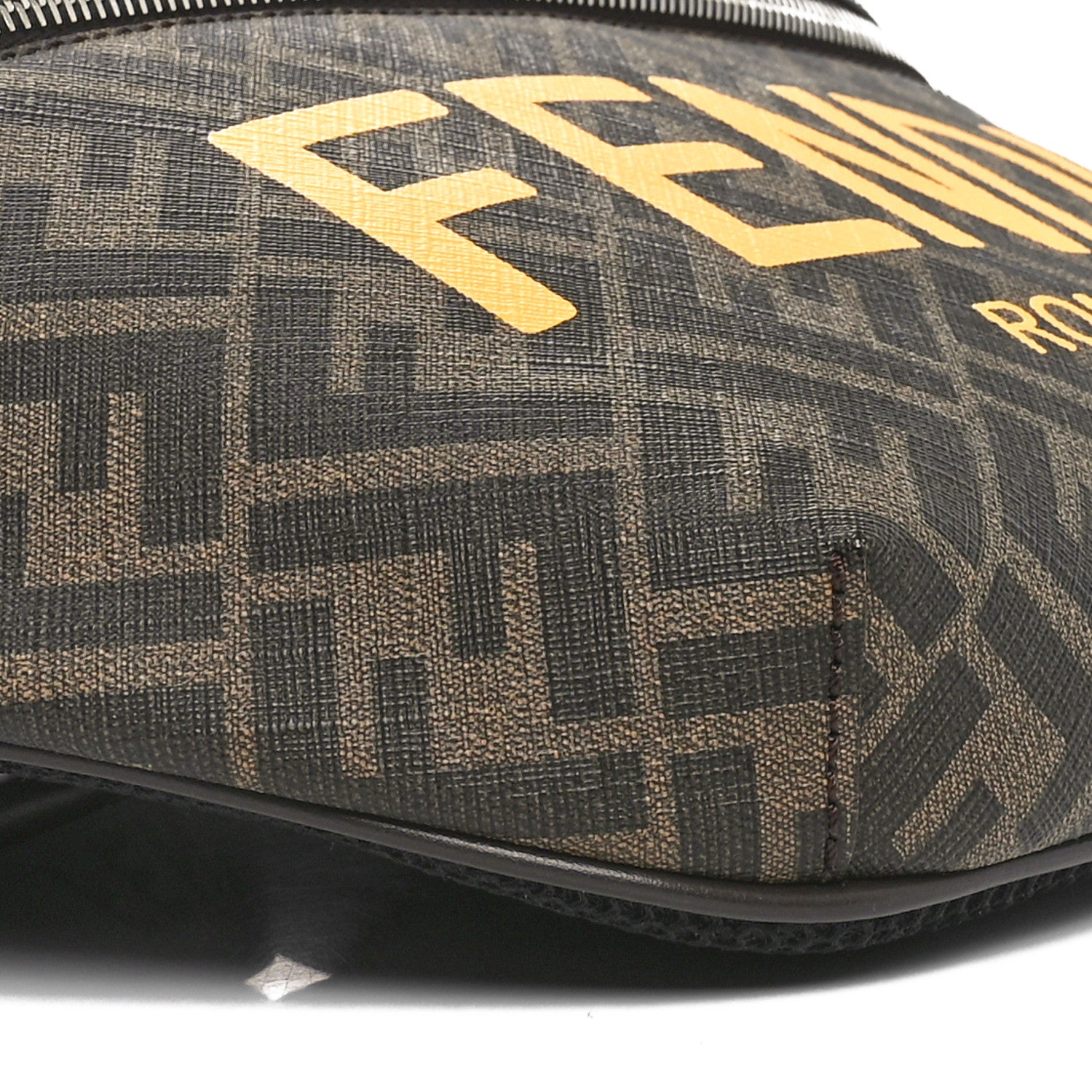 Fendi Shiny Glazed Fabric Vitello Cover FF 1974 Logo Belt Bag Tobacco Moro Giallo Ebano 9 of 10