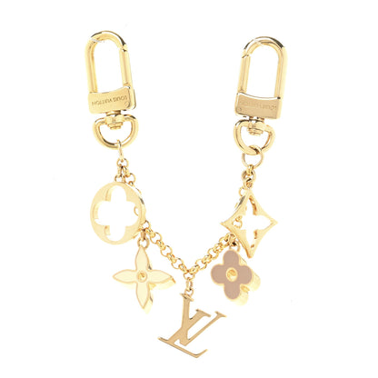 Louis Vuitton Brass Enamel Fleur De Monogram Bag Charm Chain Gold 1 of 4