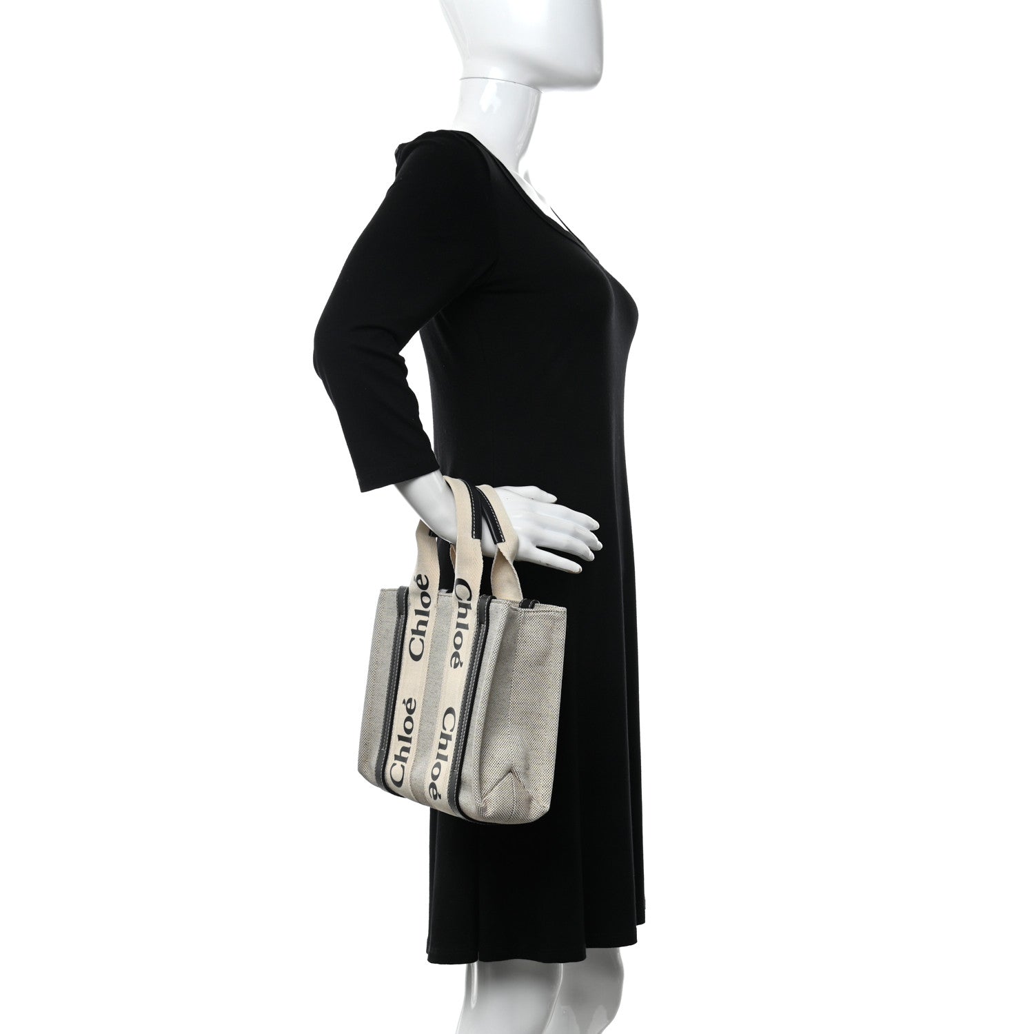 Chloe Cotton Calfskin Small Woody Ribbon Tote White 2 of 15