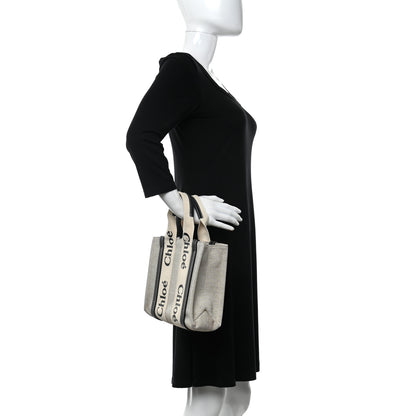 Chloe Cotton Calfskin Small Woody Ribbon Tote White 2 of 15