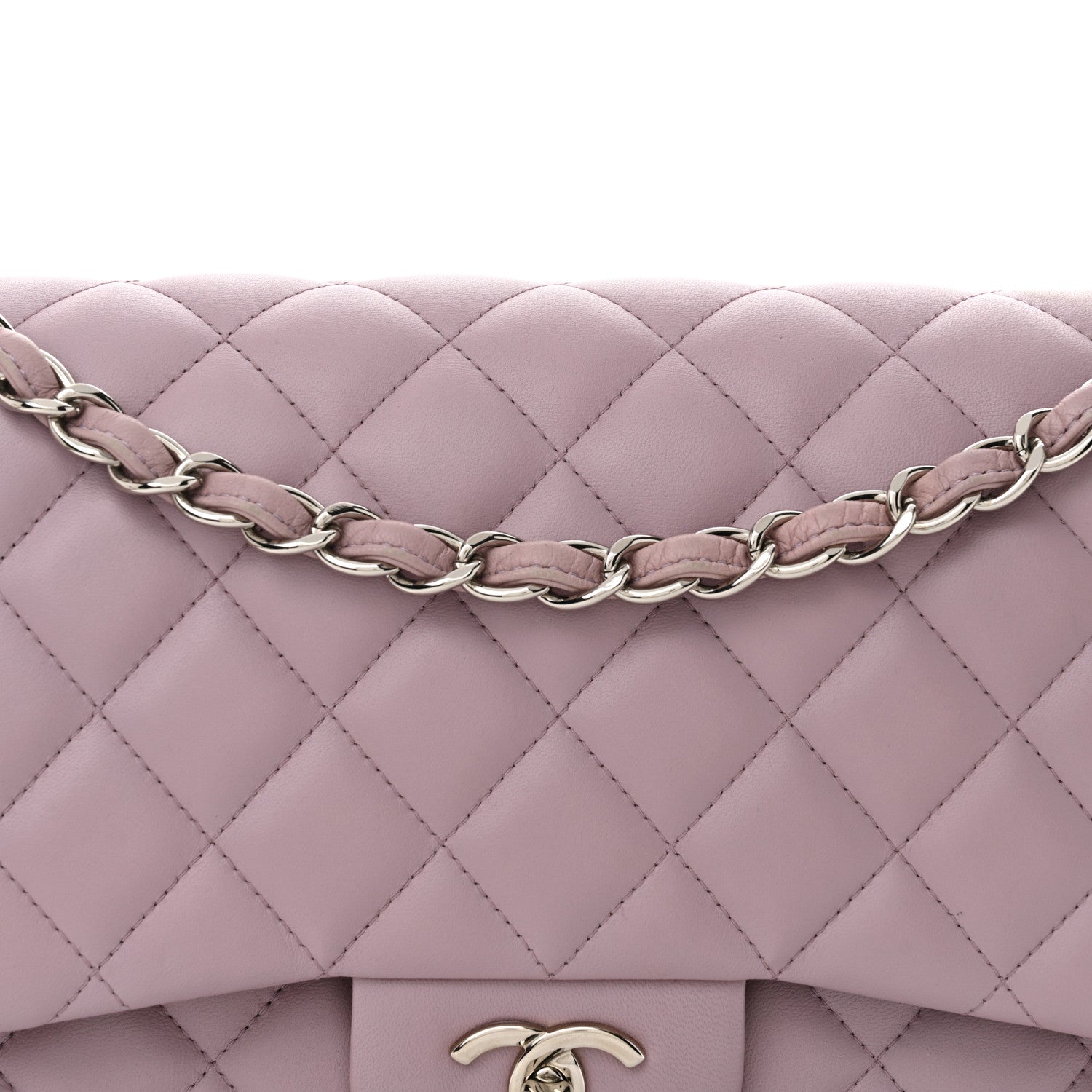 Chanel Lambskin Quilted Jumbo Double Flap Light Purple 8 of 15
