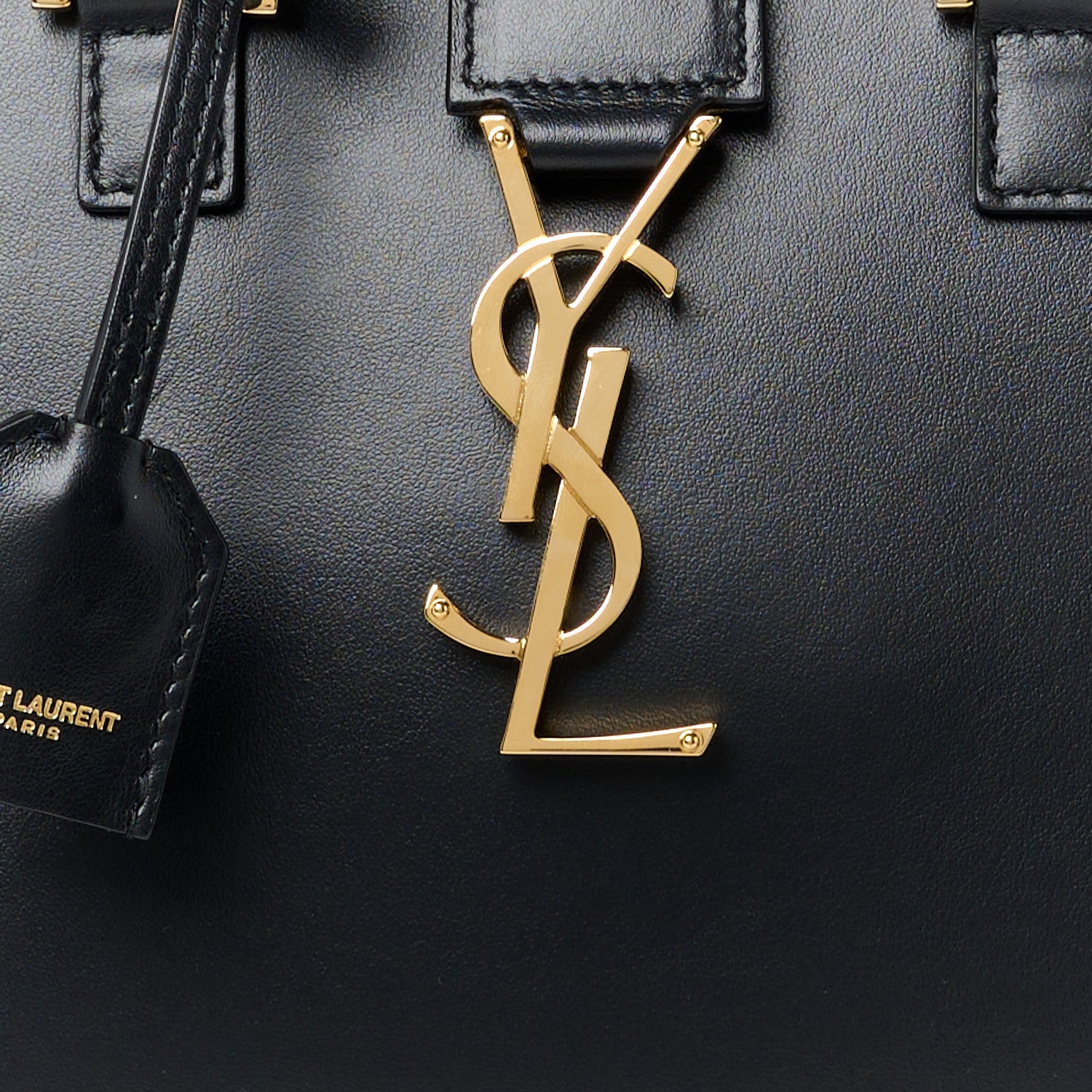 Saint Laurent Calfskin Monogram Baby Cabas Black 10 of 12
